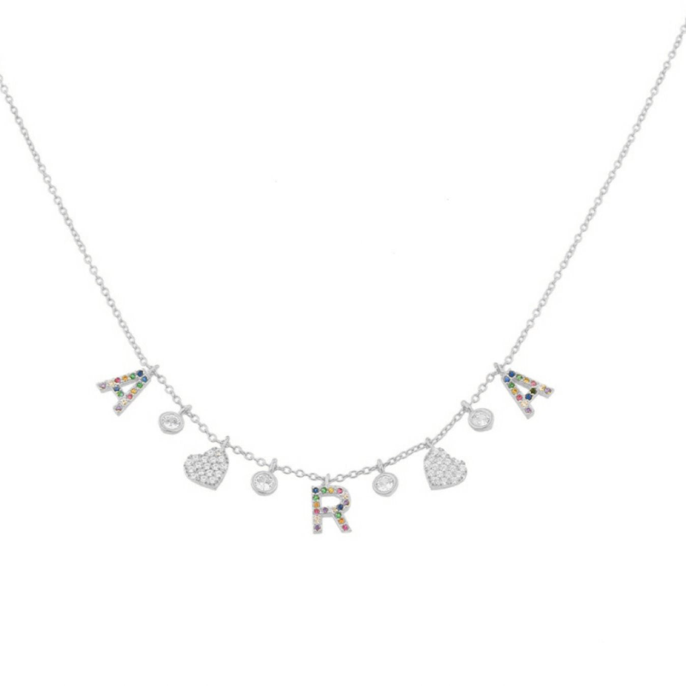 It’s All in a Name™ Personalized Necklace JEWELRY The Sis Kiss Rainbow Crystals with Silver Chain