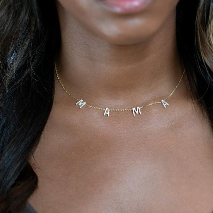 MAMA It’s All in a Name® Necklace JEWELRY The Sis Kiss *Linked* Gold with Crystals