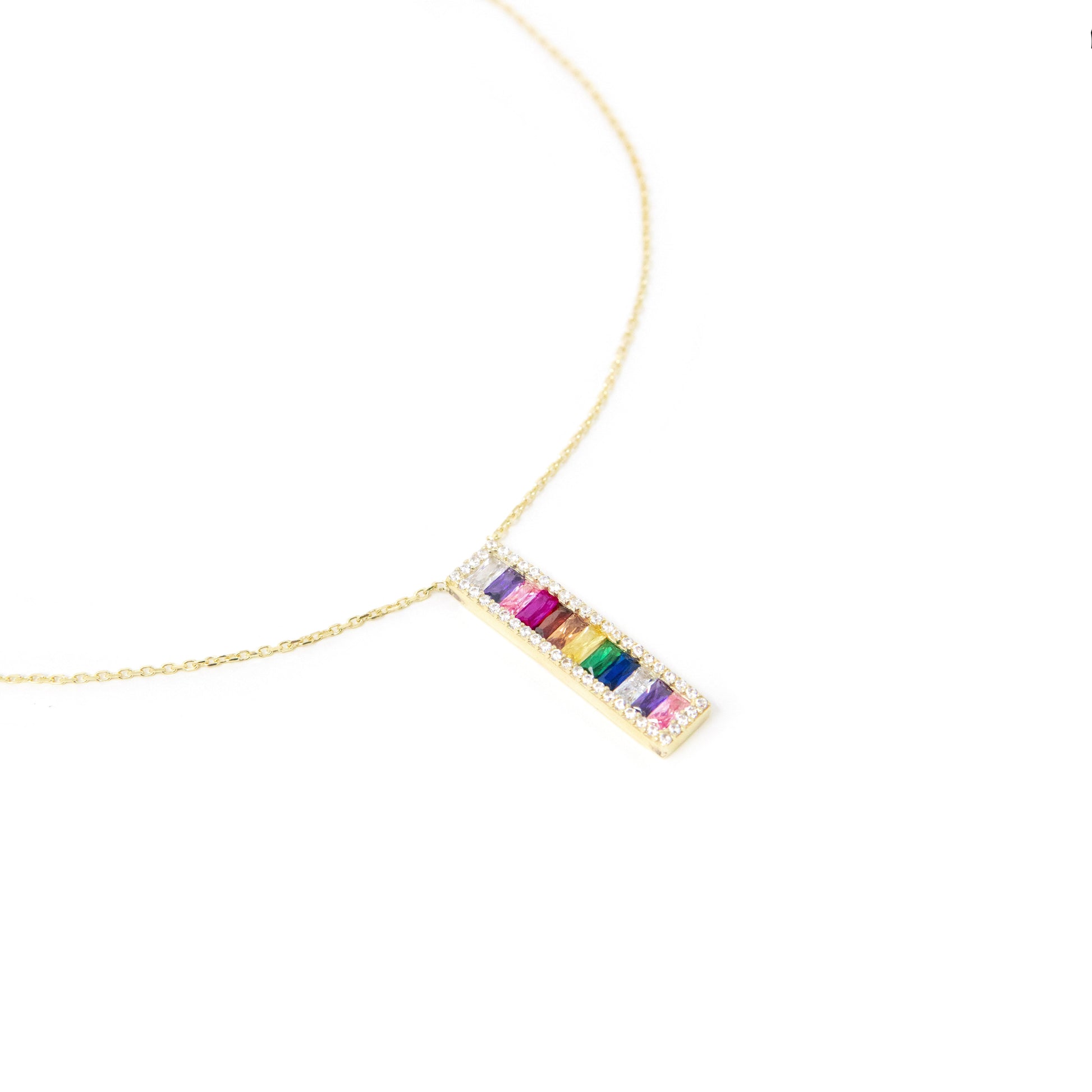 Vertical Rainbow Bar Necklace necklace The Sis Kiss