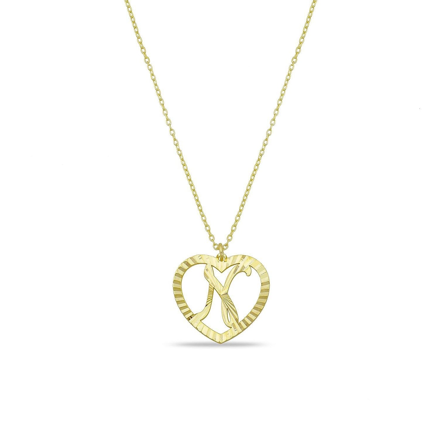 The Sis Kiss Muse Heart Initial Necklace JEWELRY The Sis Kiss Gold N