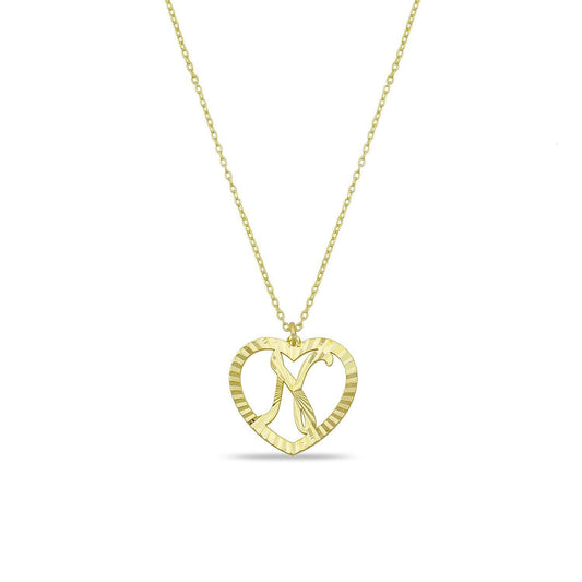 The Sis Kiss Muse Heart Initial Necklace JEWELRY The Sis Kiss Gold N