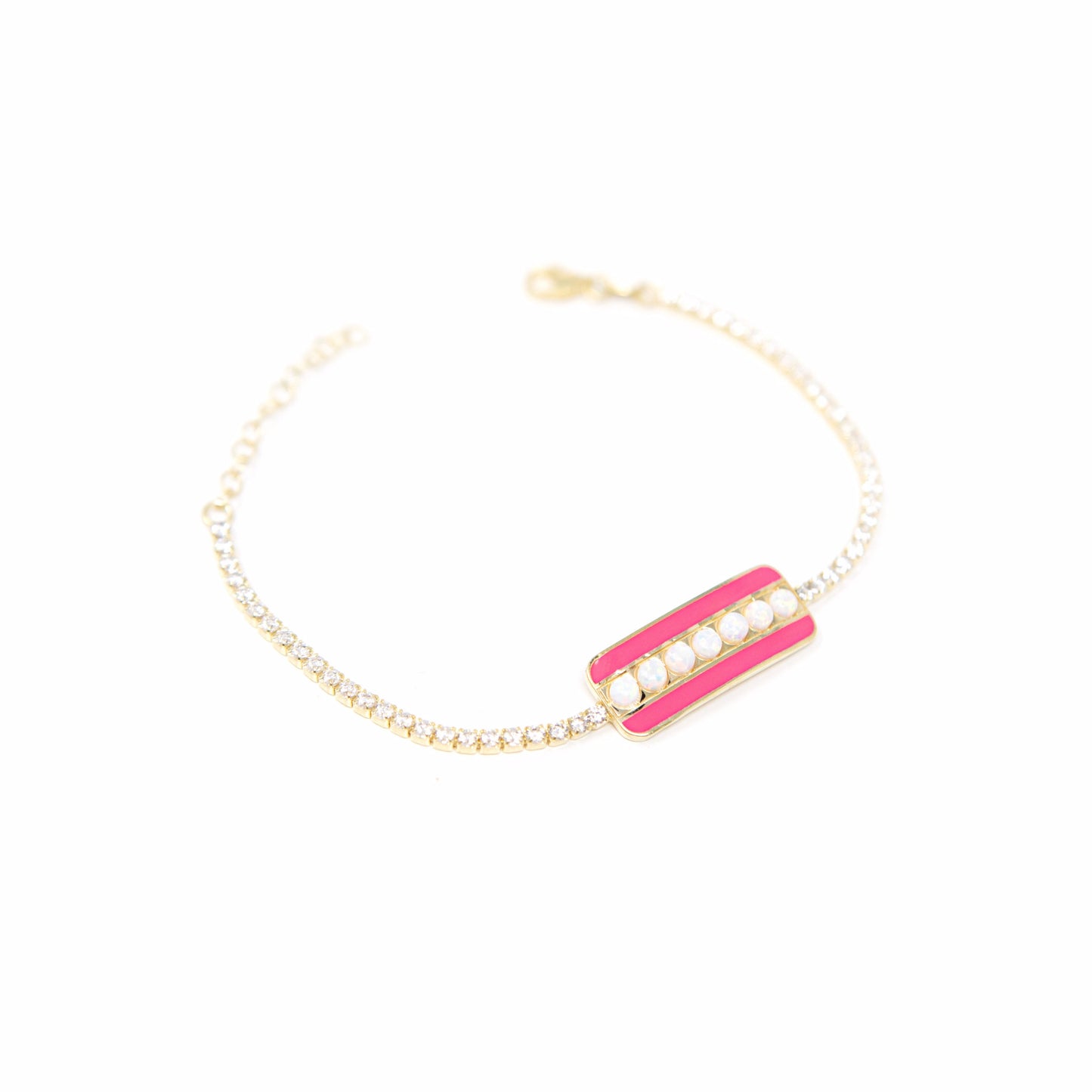 Opal Bar Tennis Bracelets JEWELRY The Sis Kiss Pink