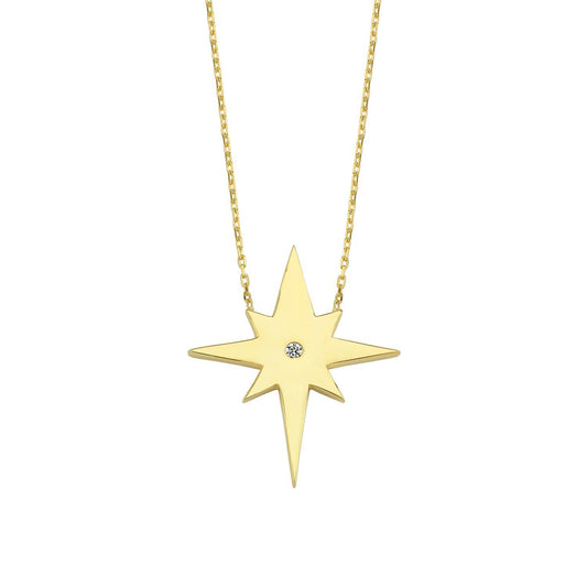 North Star and Crystal Pendant Necklace necklace The Sis Kiss