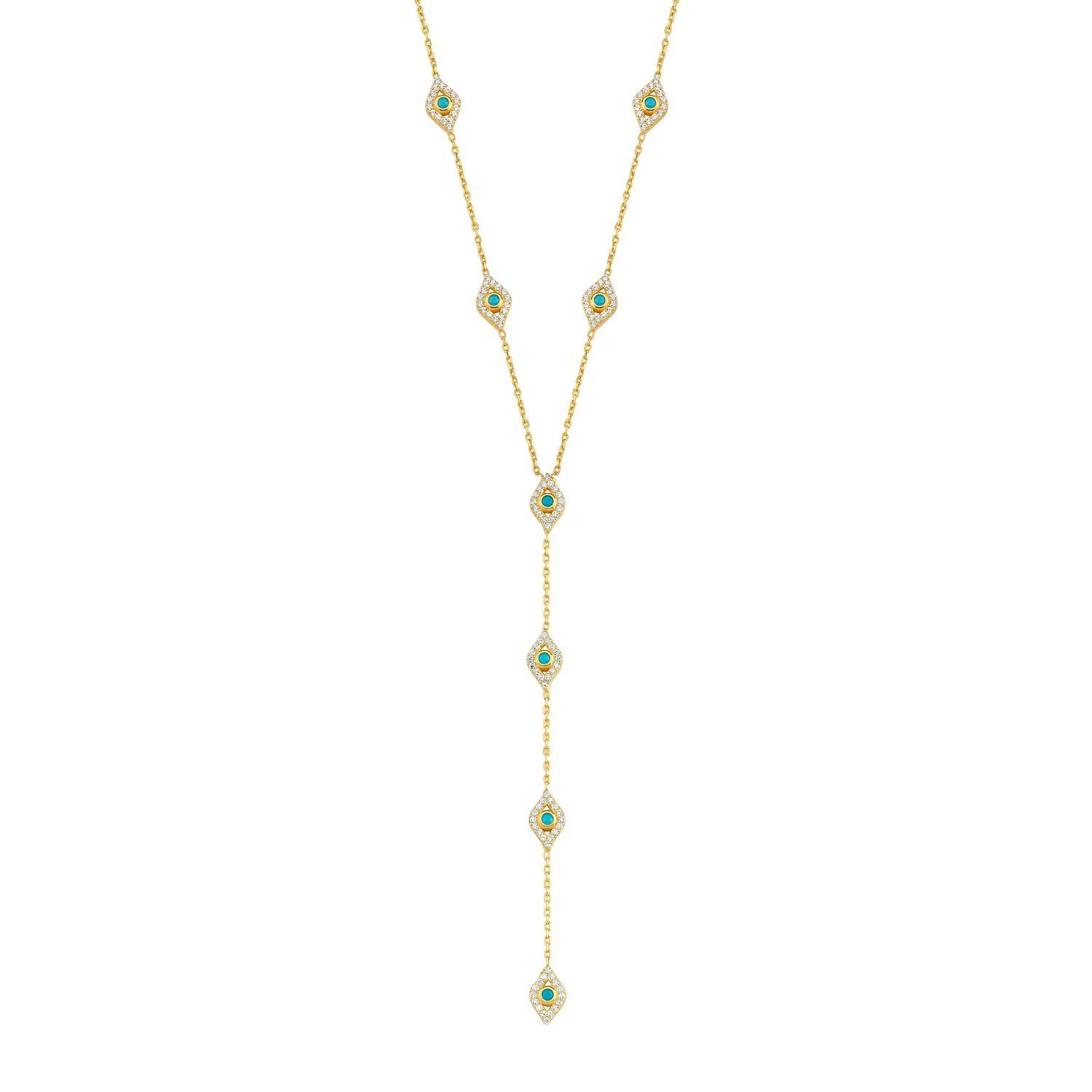 Turquoise Stone Lariat Necklace necklace The Sis Kiss