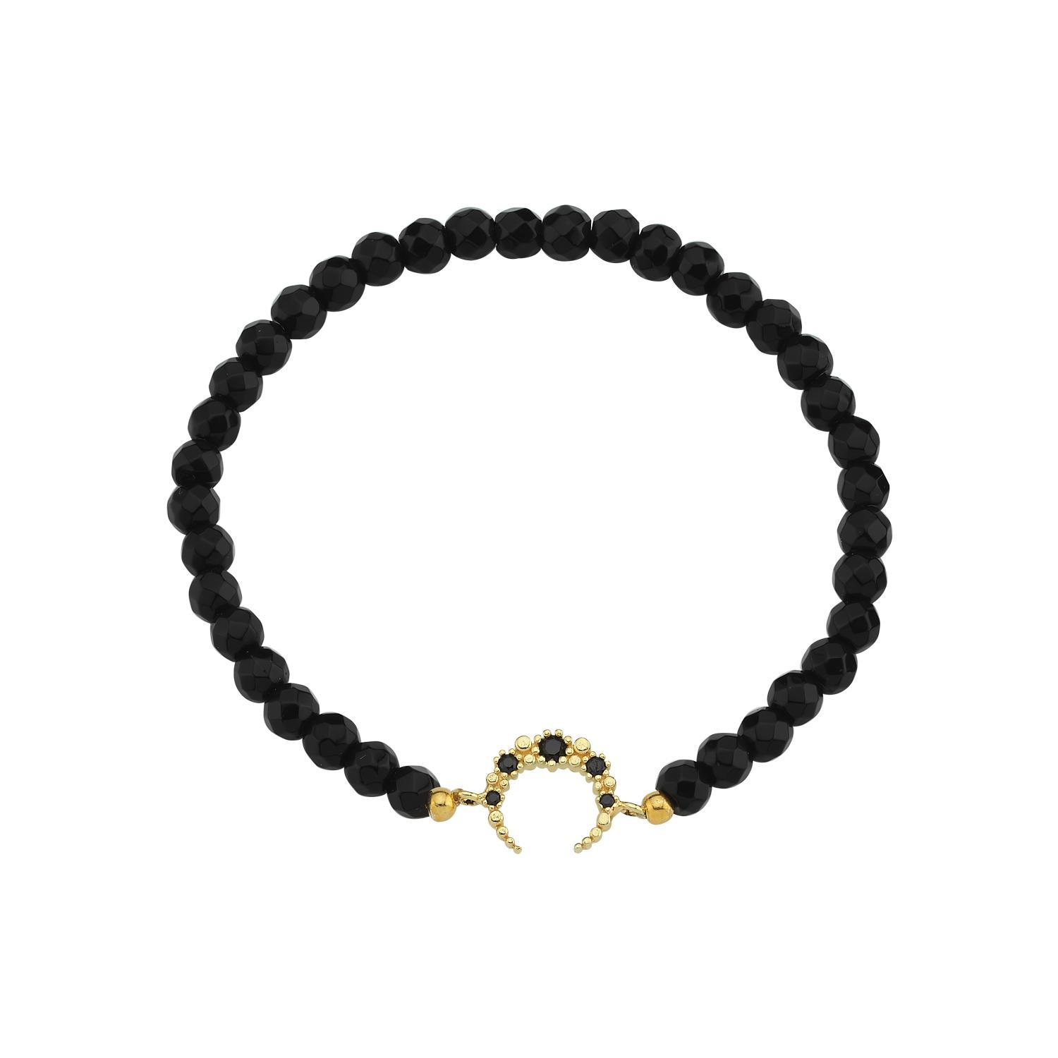 Crystal Crescent Moon Stretch Bracelets JEWELRY The Sis Kiss Black 