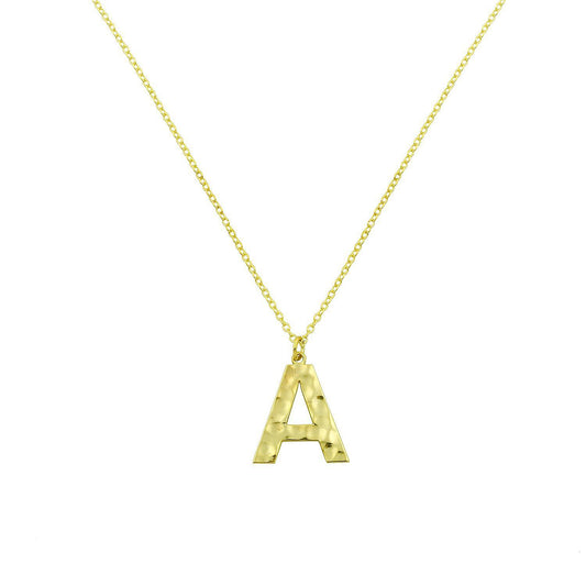 Hammered Initial Necklace necklace The Sis Kiss