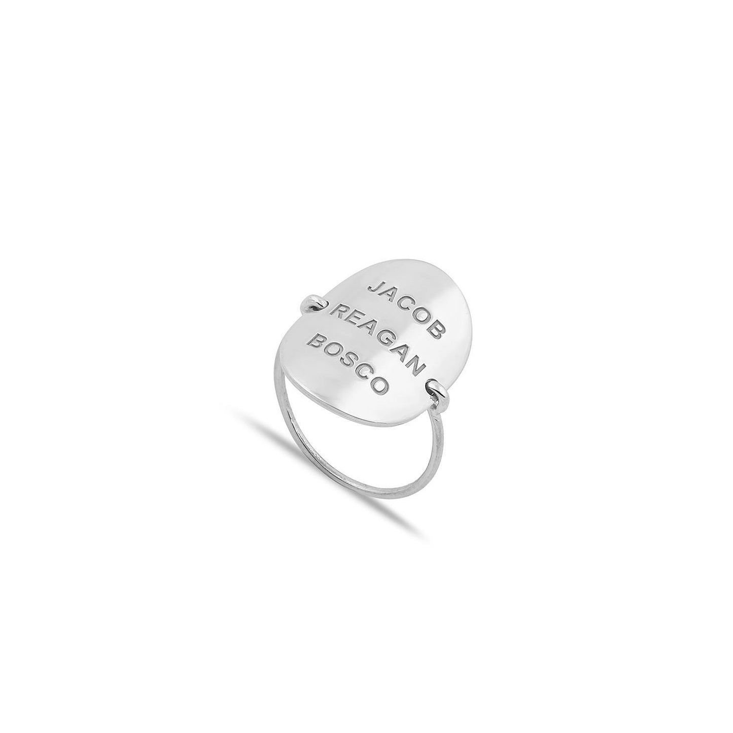 Custom Oval Nameplate Ring JEWELRY The Sis Kiss 6 Silver Classic Type