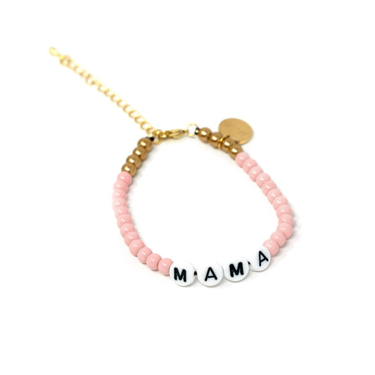 Pink and Gold Mama Adjustable Bracelets JEWELRY The Sis Kiss Pink