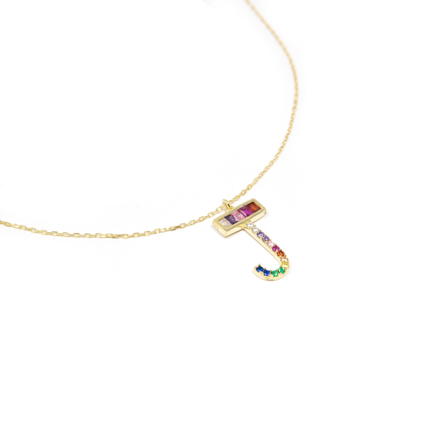 Rainbow Pave Crystal Initial Letter JEWELRY The Sis Kiss
