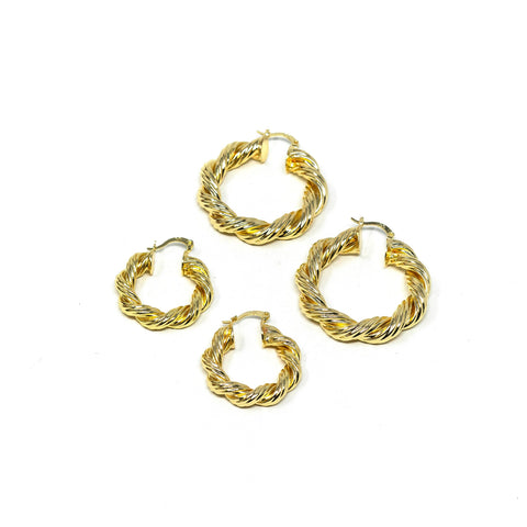 Large Wavy Gold Hoop Earrings