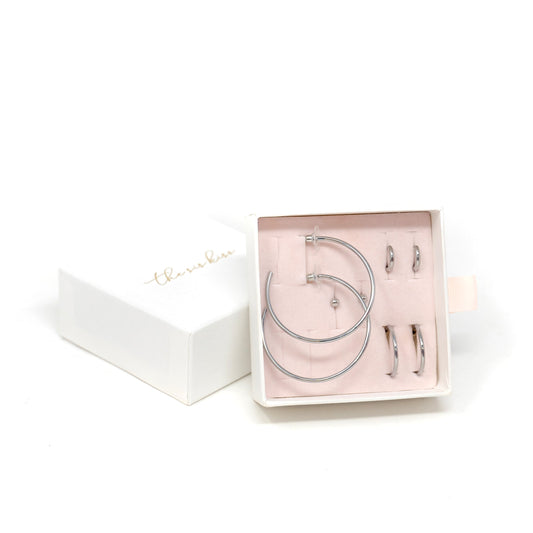 The Essentials Slim Earring Set JEWELRY The Sis Kiss Silver