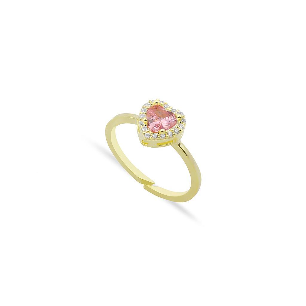 Single Crystal Heart Ring JEWELRY The Sis Kiss Pink with Clear Accents