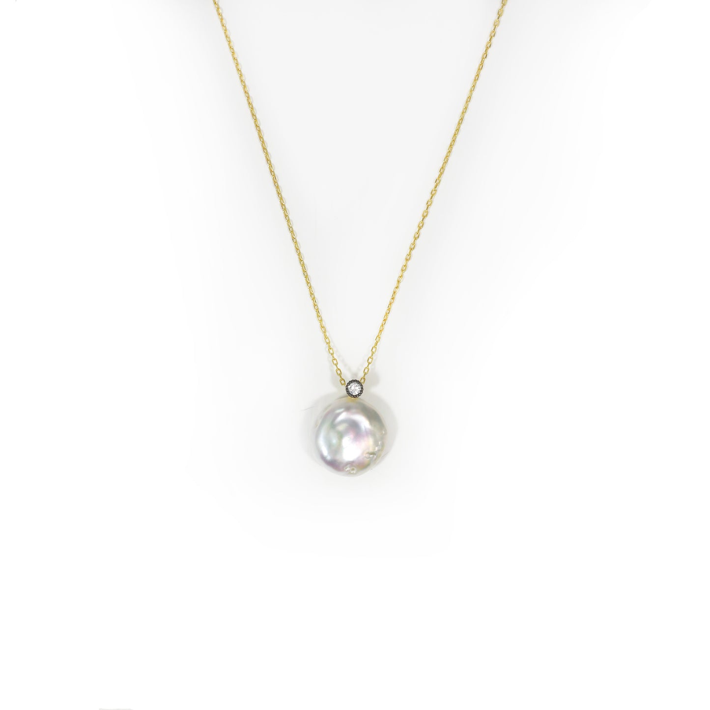 Single Pearl and Crystal Necklace necklace The Sis Kiss