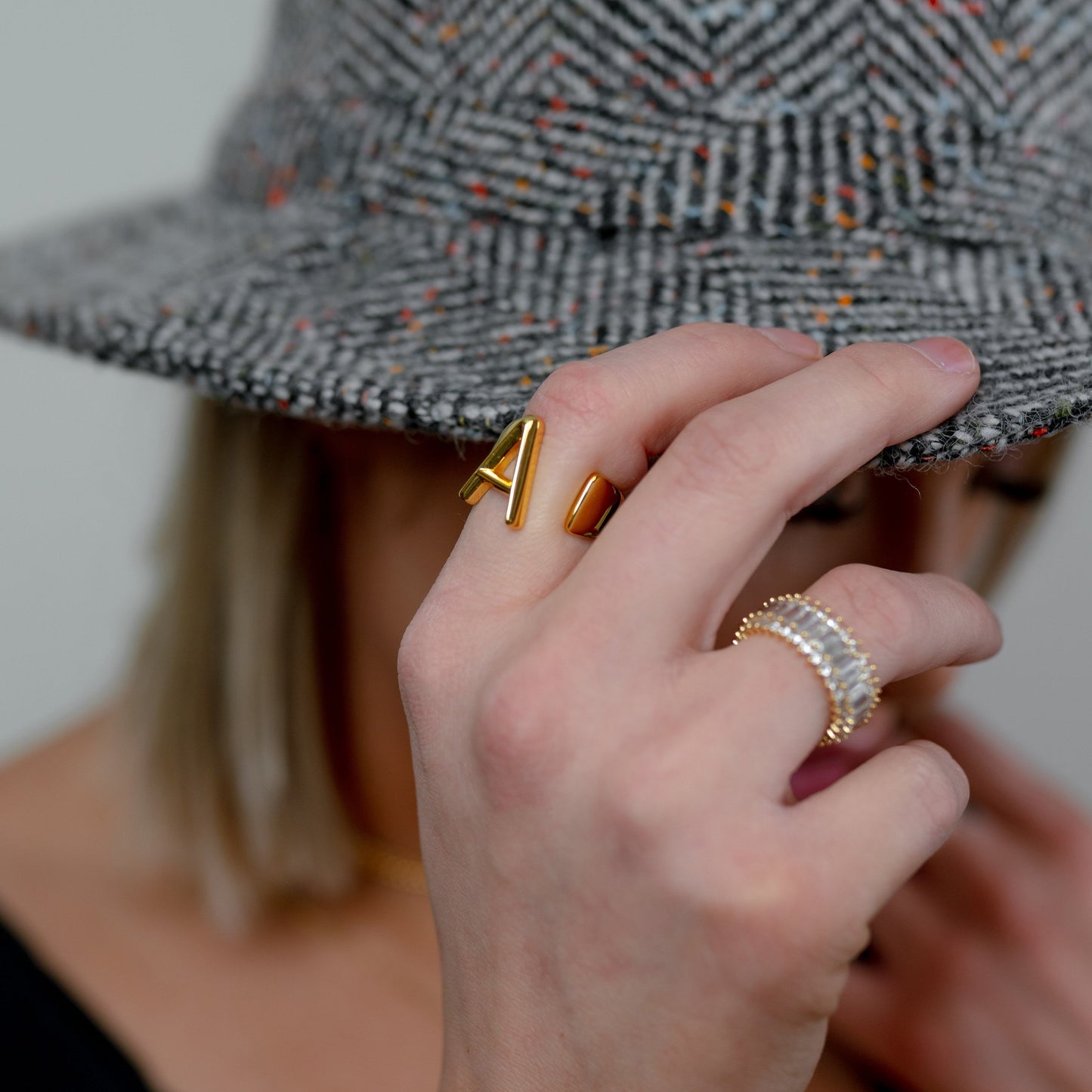 Statement Initial Ring in Bold Block JEWELRY The Sis Kiss