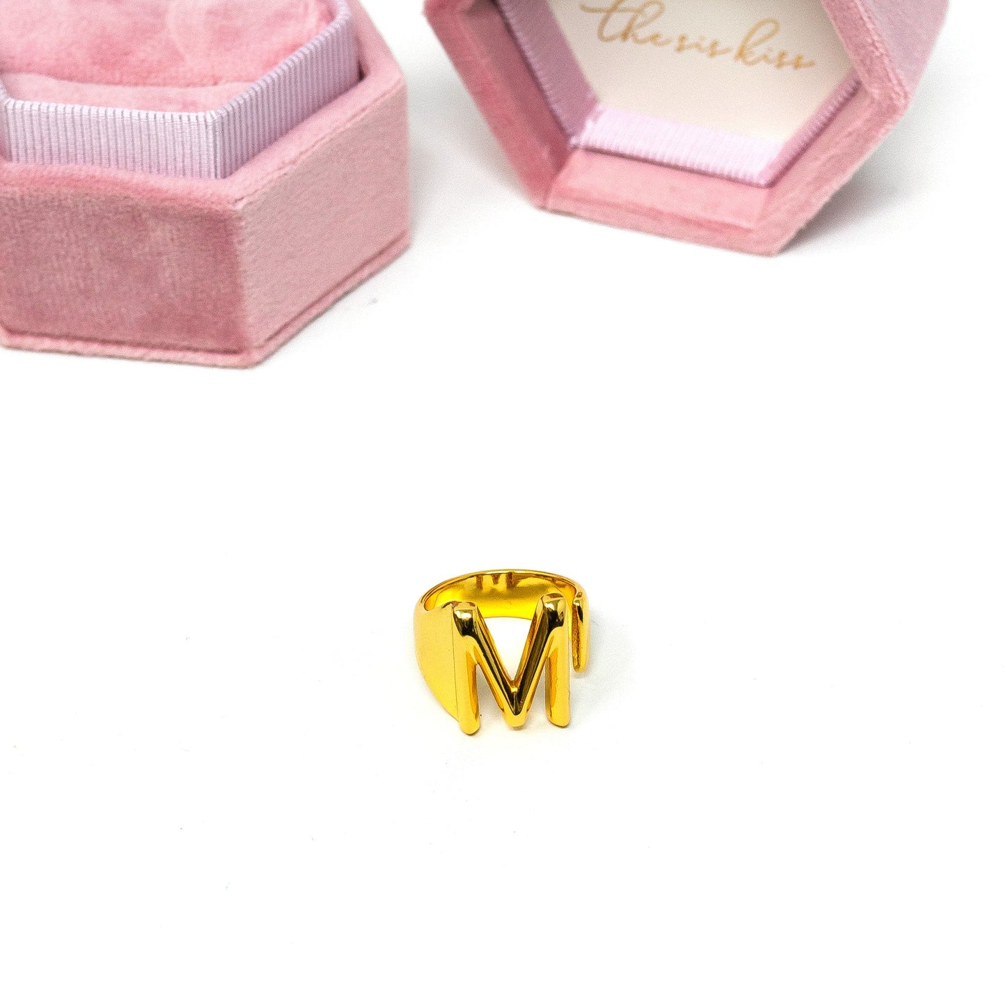 Statement Initial Ring in Bold Block JEWELRY The Sis Kiss