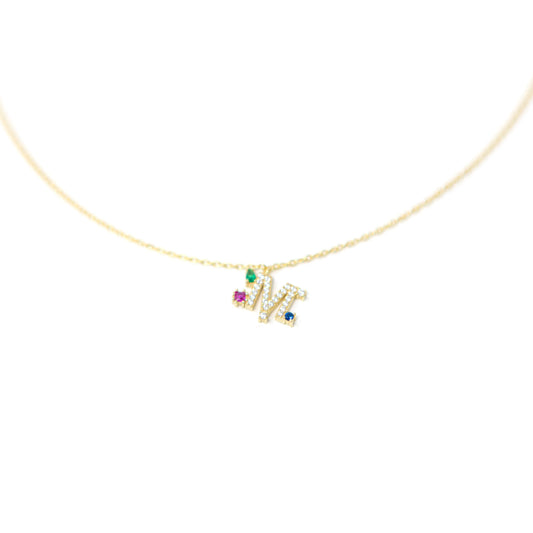 Darling Multi Jewel Initial Necklace necklace The Sis Kiss