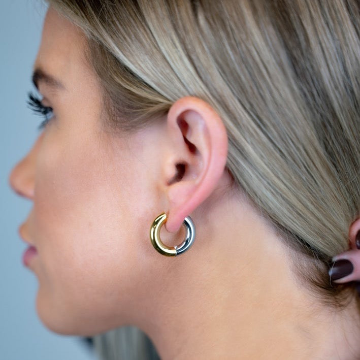 Two Tone Hoop Earrings Earrings The Sis Kiss