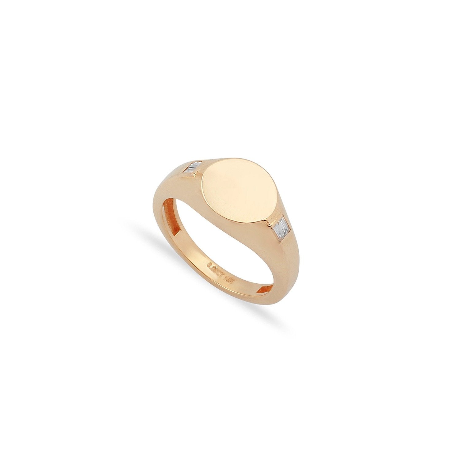TSK Diamond Accent Signet Pinky Ring JEWELRY The Sis Kiss 3 14k Rose Gold