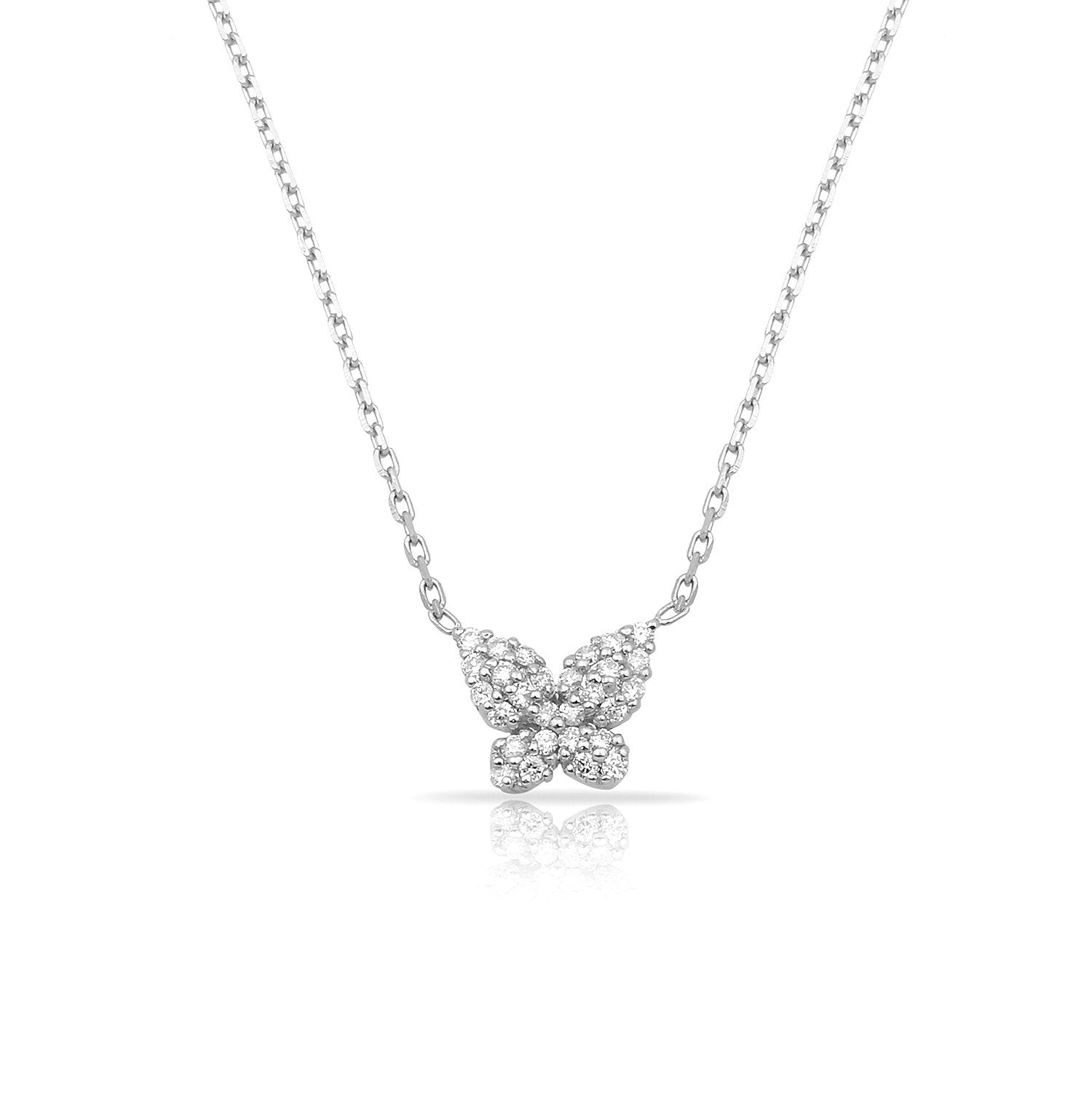 TSK Diamond Butterfly Necklace JEWELRY The Sis Kiss 14k White Gold
