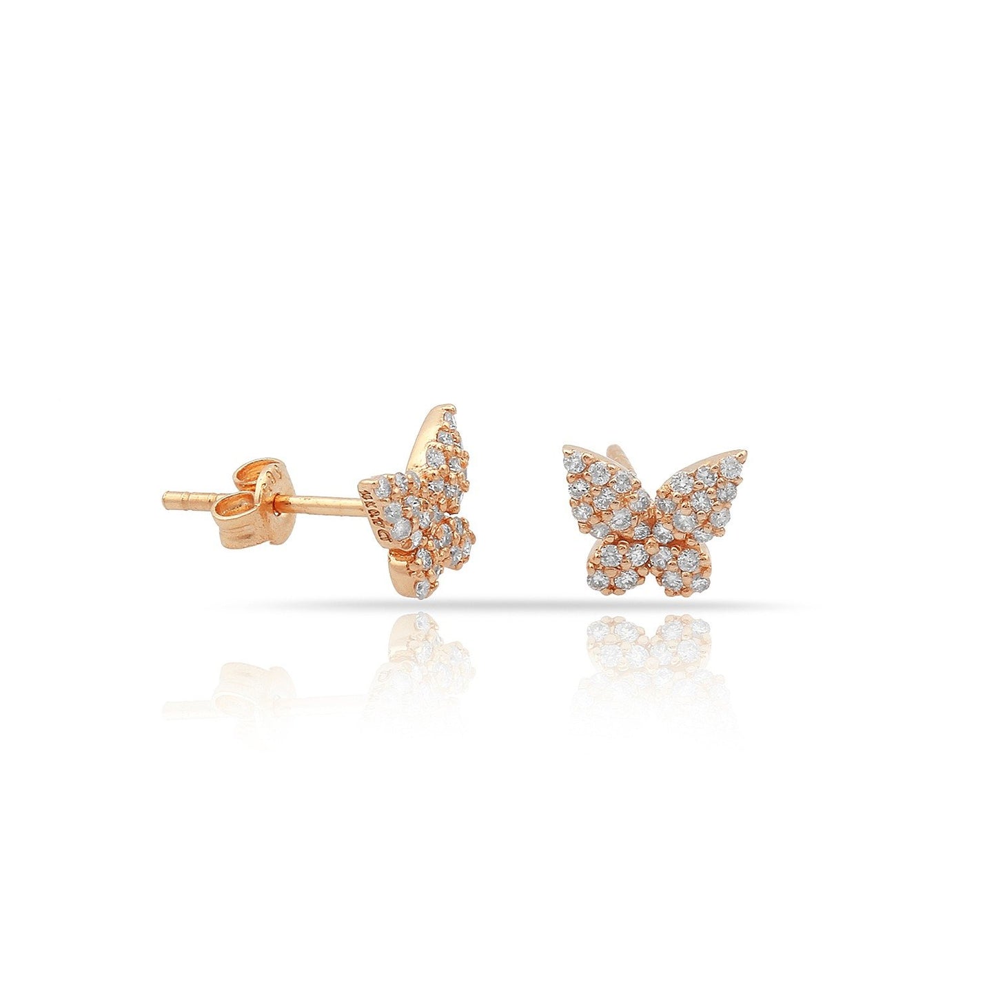 TSK Diamond Butterfly Earrings JEWELRY The Sis Kiss 14k Rose Gold