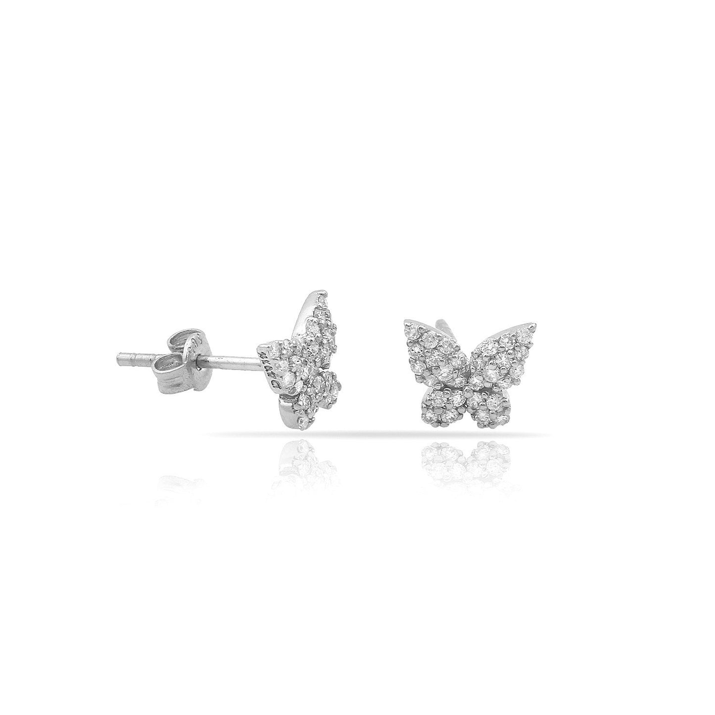 TSK Diamond Butterfly Earrings JEWELRY The Sis Kiss 14k White Gold