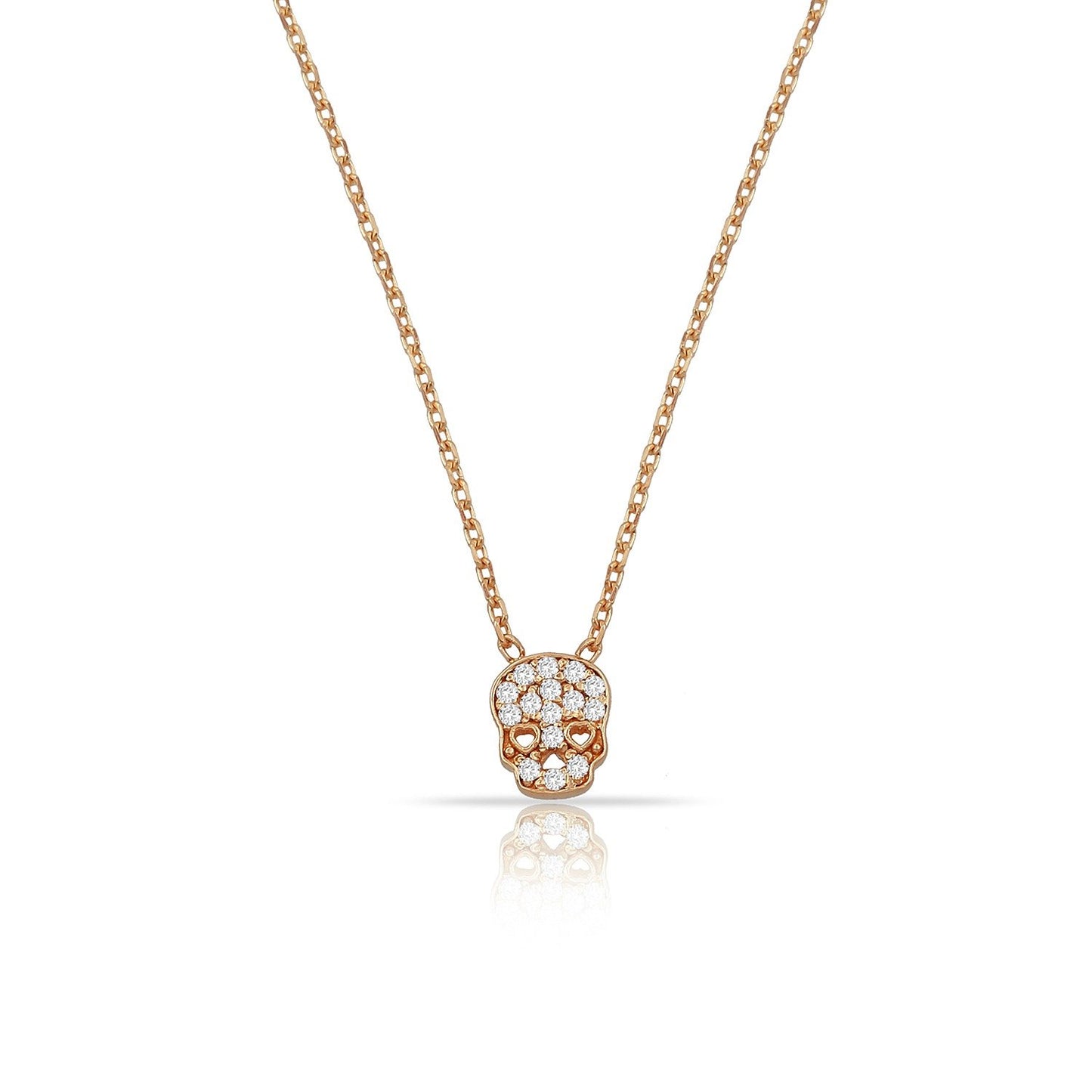 TSK Diamond CBGB Skull Necklace JEWELRY The Sis Kiss 14k Rose Gold