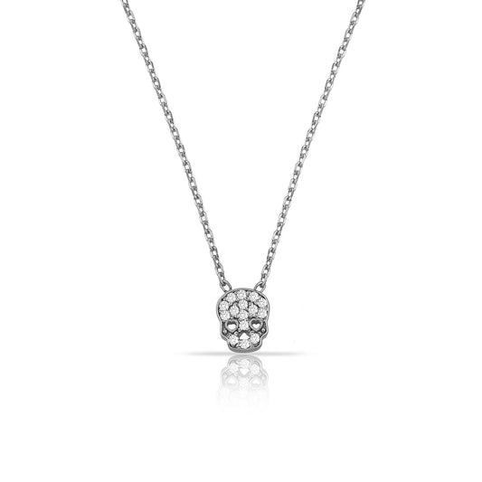 TSK Diamond CBGB Skull Necklace JEWELRY The Sis Kiss 14k White Gold