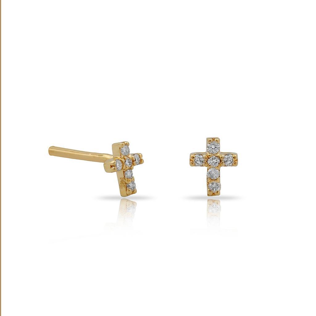 TSK Diamond Cross Stud Earrings JEWELRY The Sis Kiss 14k Gold