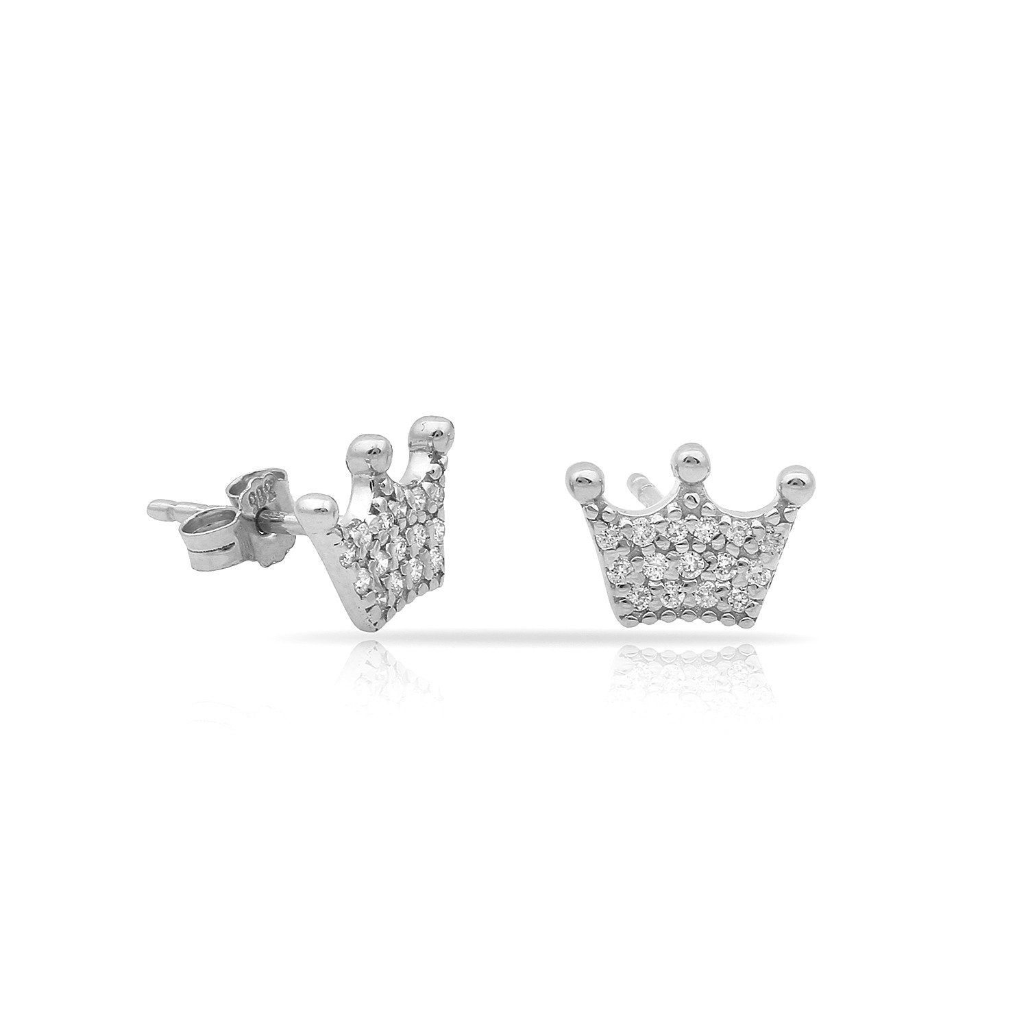 TSK Diamond Crown Studs JEWELRY The Sis Kiss 14k White Gold