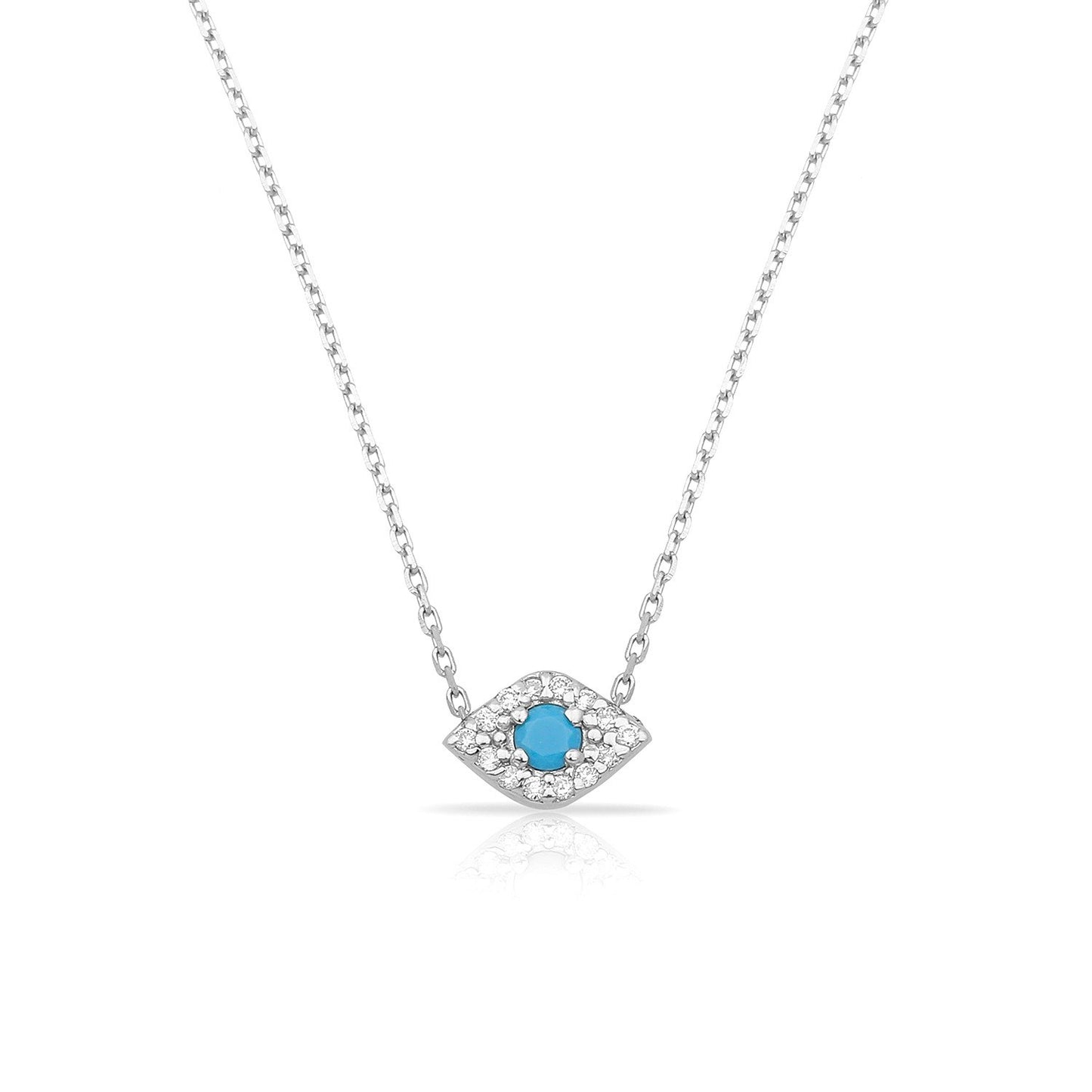 TSK Diamond Evil Eye Necklace JEWELRY The Sis Kiss 14k White Gold