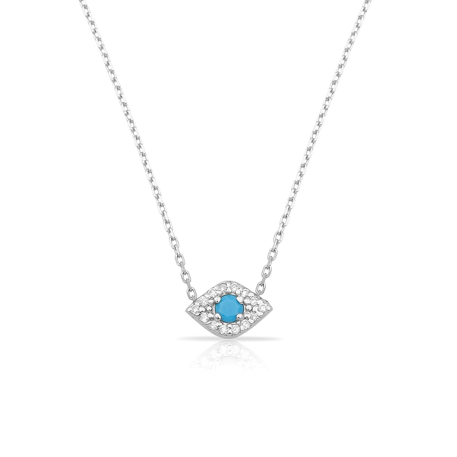 TSK Diamond Evil Eye Necklace JEWELRY The Sis Kiss 14k White Gold