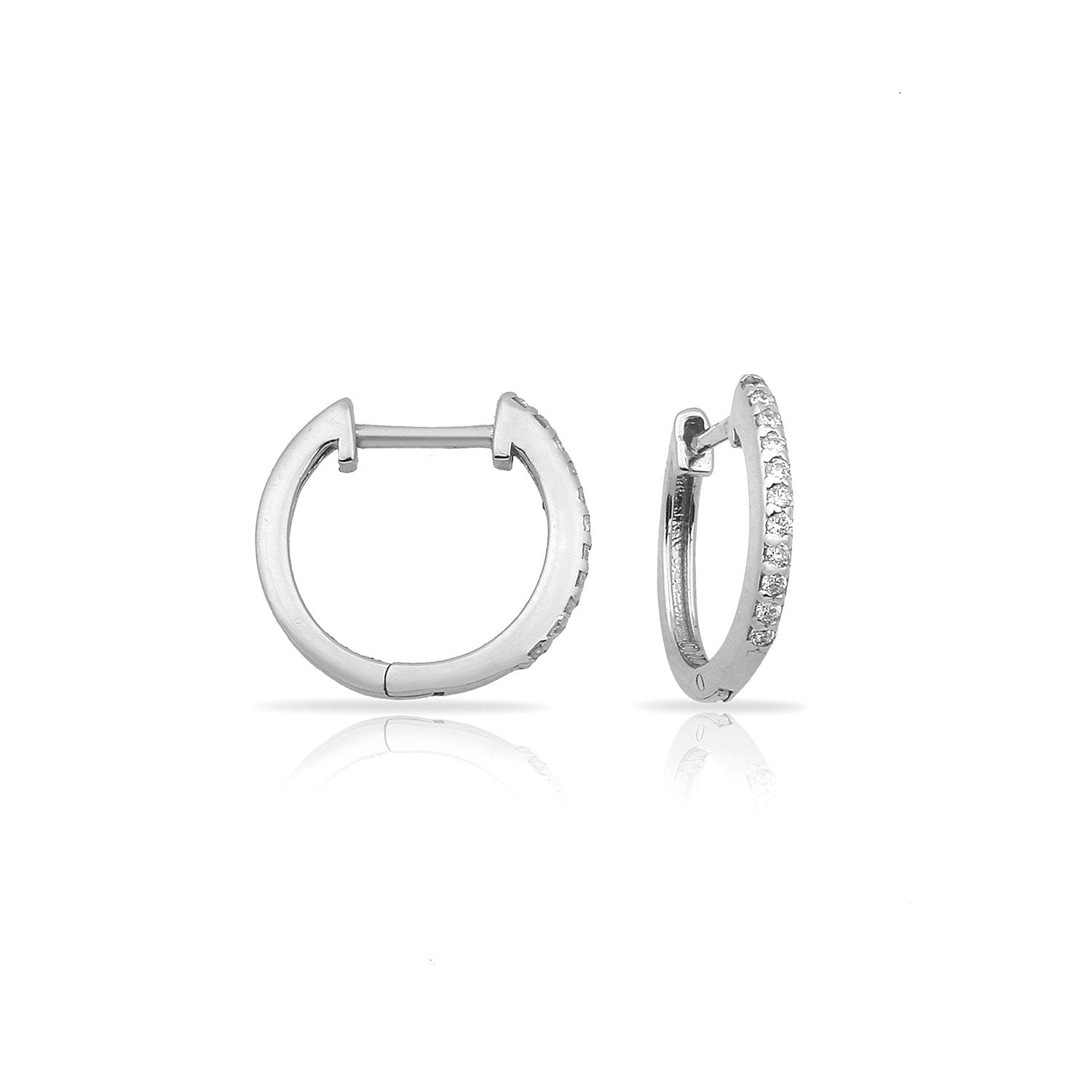 TSK Diamond Earrings Ready to Ship JEWELRY The Sis Kiss TSK Diamond Mini Hoop Earrings 14k white gold 0.14ct