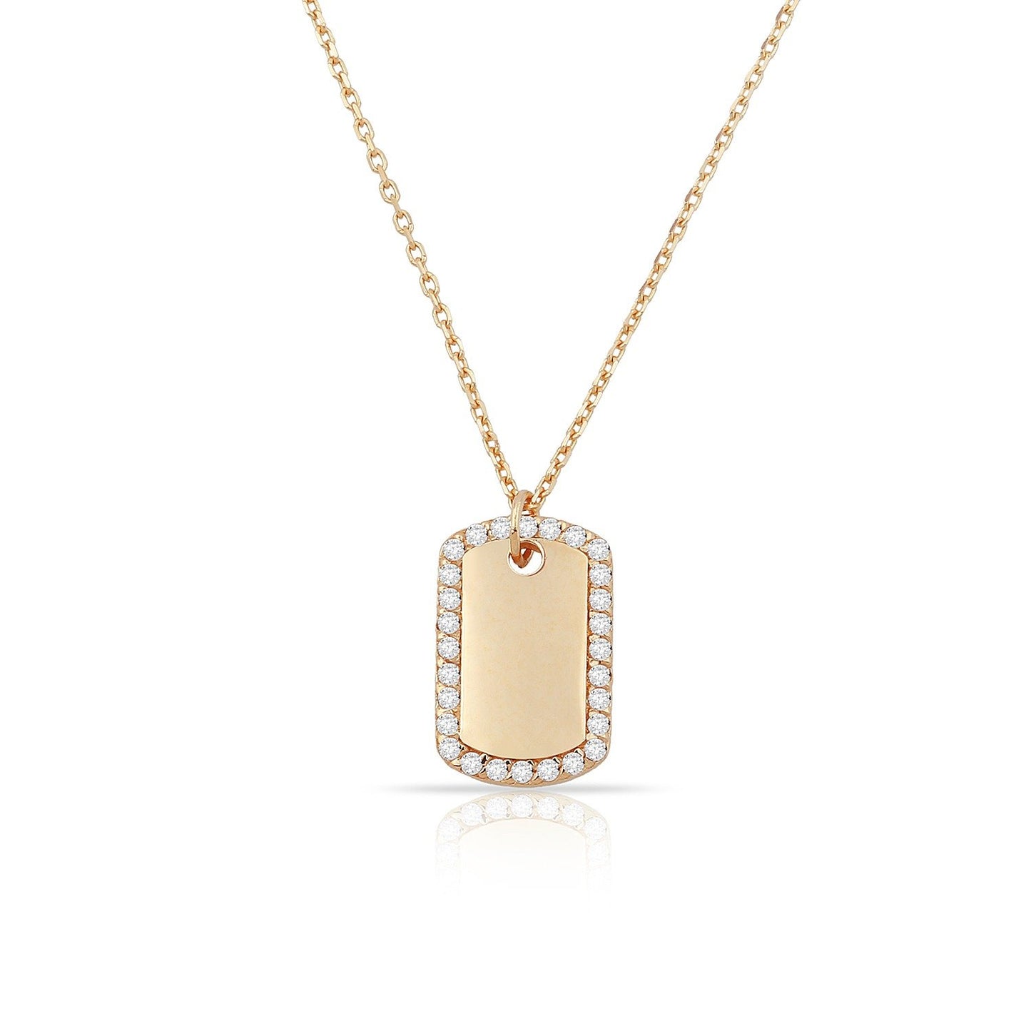 TSK Diamond Tag Necklace JEWELRY The Sis Kiss 14k Rose Gold