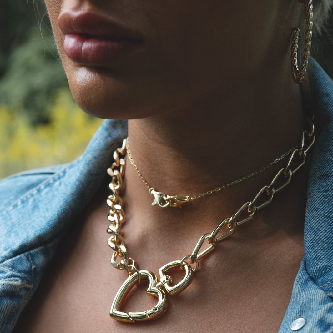 Chain Link and Heart Chokers JEWELRY The Sis Kiss