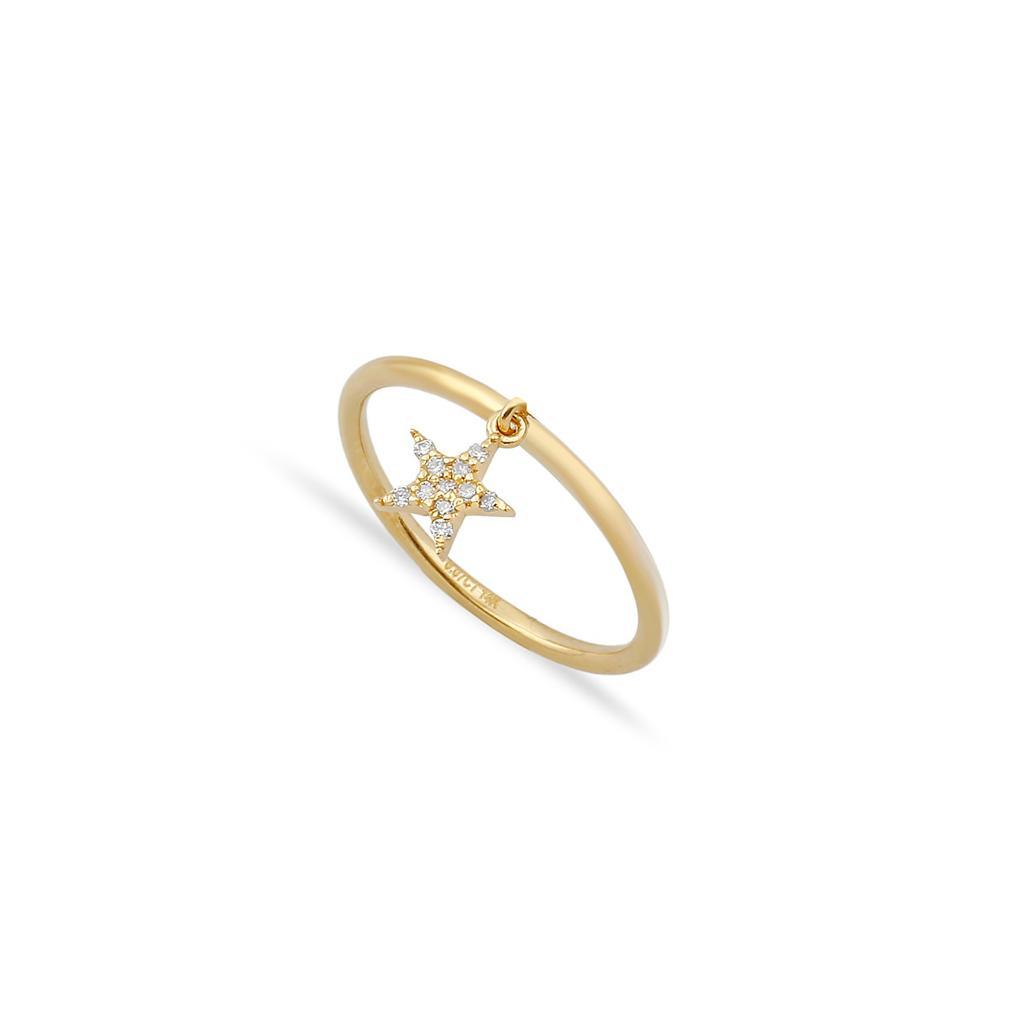 TSK Diamond Star Charm Ring JEWELRY The Sis Kiss 14k Gold 5