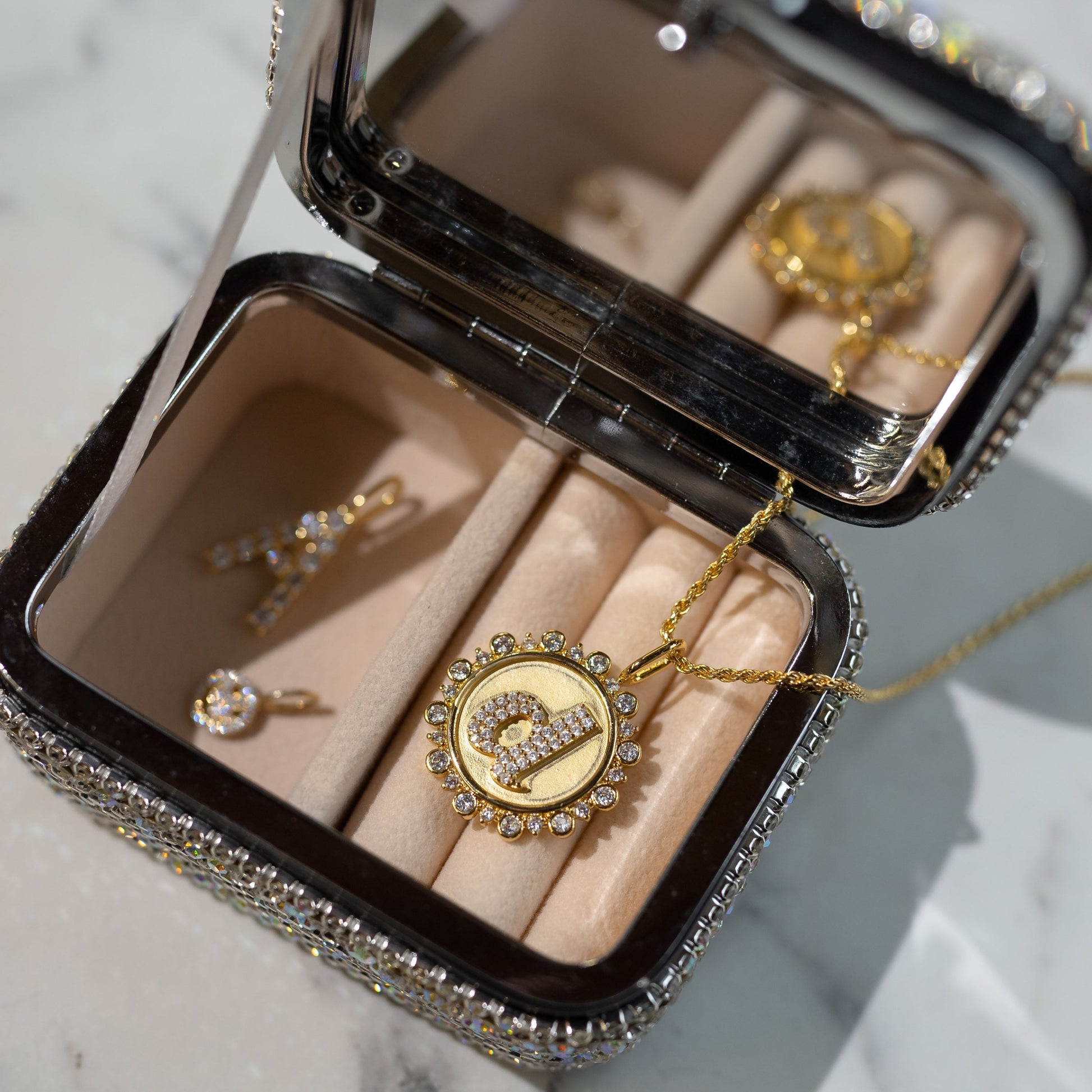 Small Travel Jewelry Case, Foil Debossed