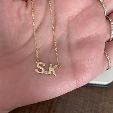 TSK Perfect Pair Initial Necklace JEWELRY The Sis Kiss