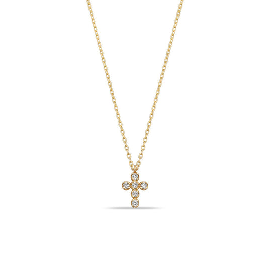 TSK Diamond Cross Necklace JEWELRY The Sis Kiss 14k Gold