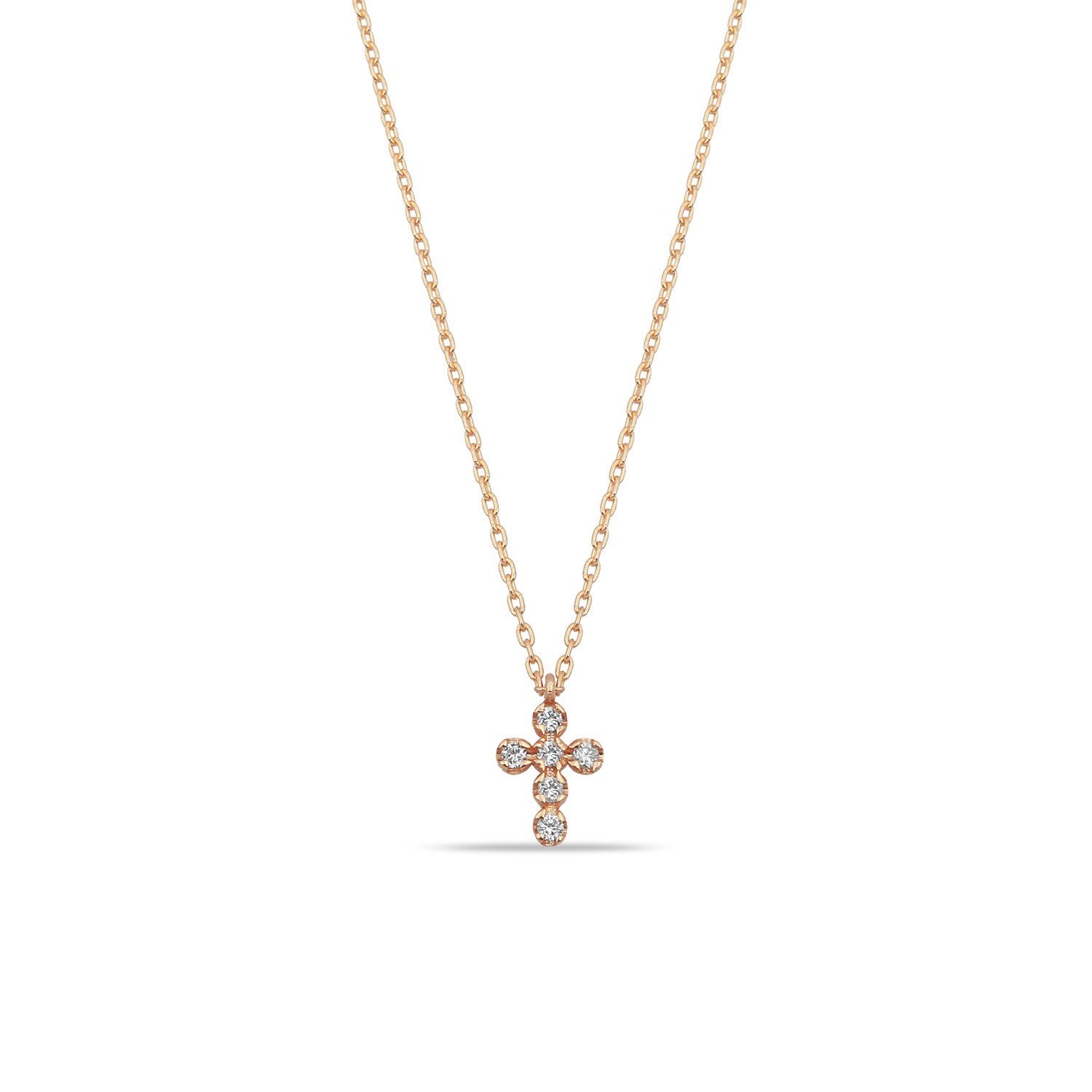 TSK Diamond Cross Necklace JEWELRY The Sis Kiss 14k Rose Gold