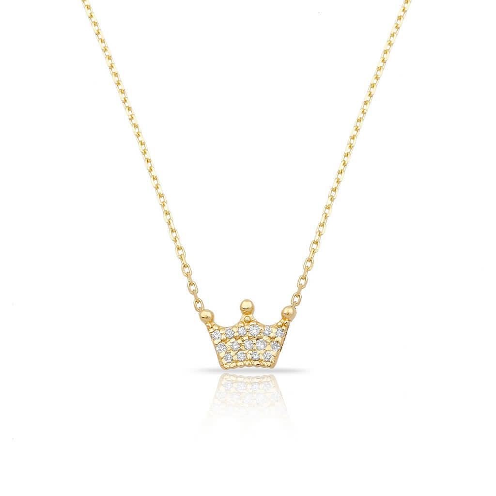 TSK Diamond Crown Necklace JEWELRY The Sis Kiss 14k Gold