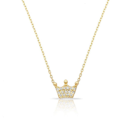 TSK Diamond Crown Necklace JEWELRY The Sis Kiss 14k Gold