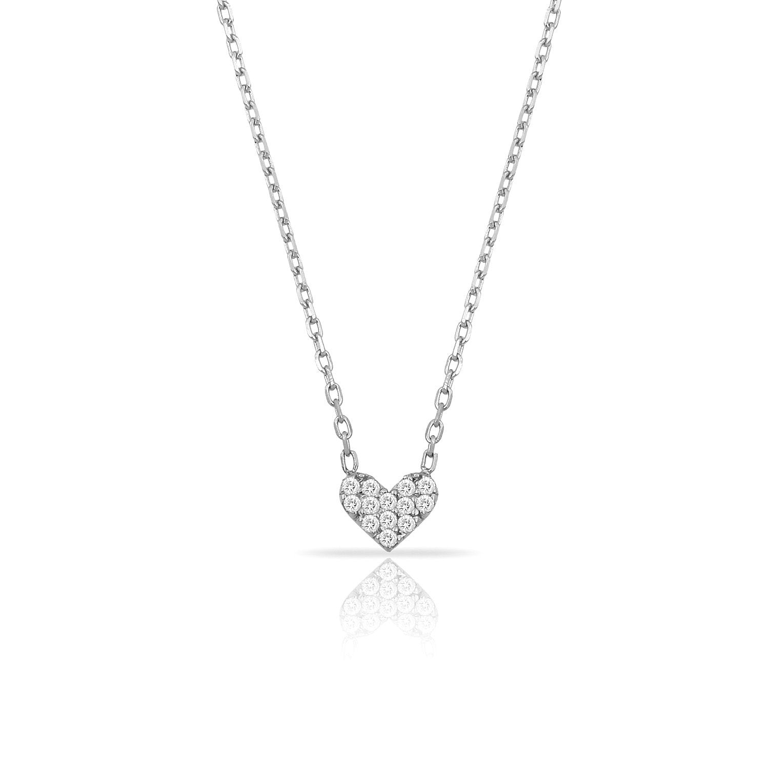 TSK Diamond Heart Necklace JEWELRY The Sis Kiss 14k White Gold