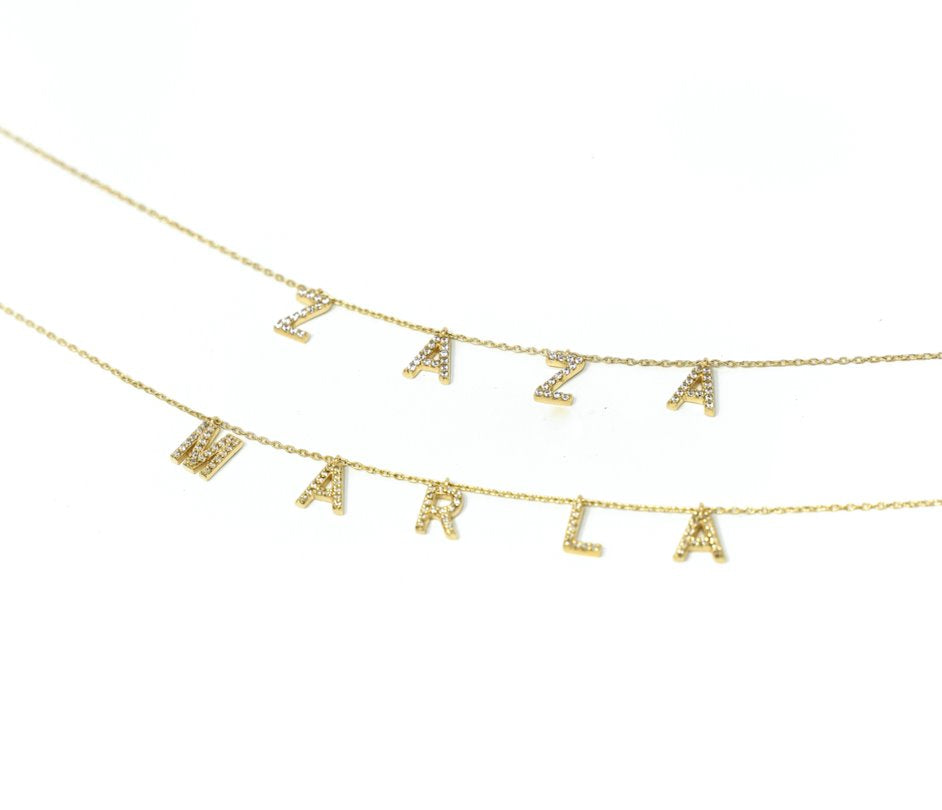 TSK It's All in a Name™ Necklace in 14k Gold with Diamonds JEWELRY The Sis Kiss