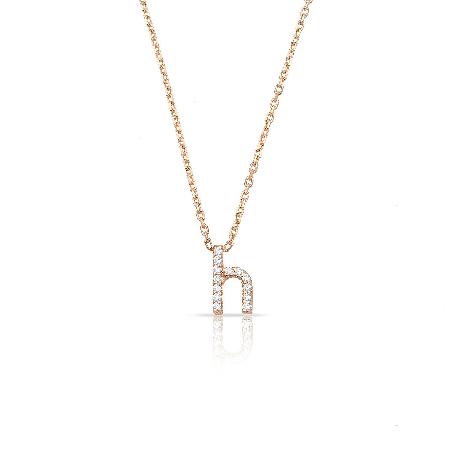 TSK Perry St. Diamond Initial Necklace JEWELRY The Sis Kiss 14k Rose Gold