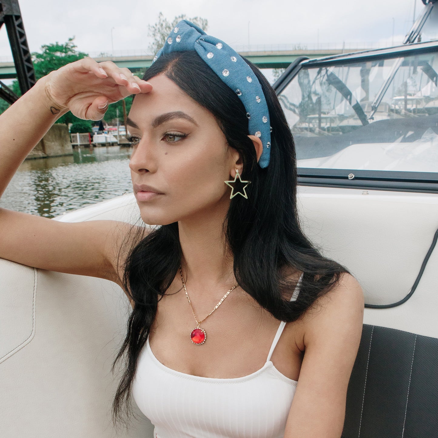 Crystal and Jean Headband ACCESSORY The Sis Kiss