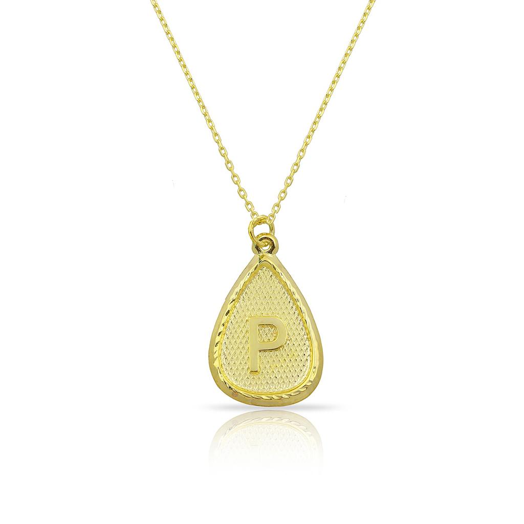 Custom Forever Initial Pendants JEWELRY The Sis Kiss Tear Drop Gold