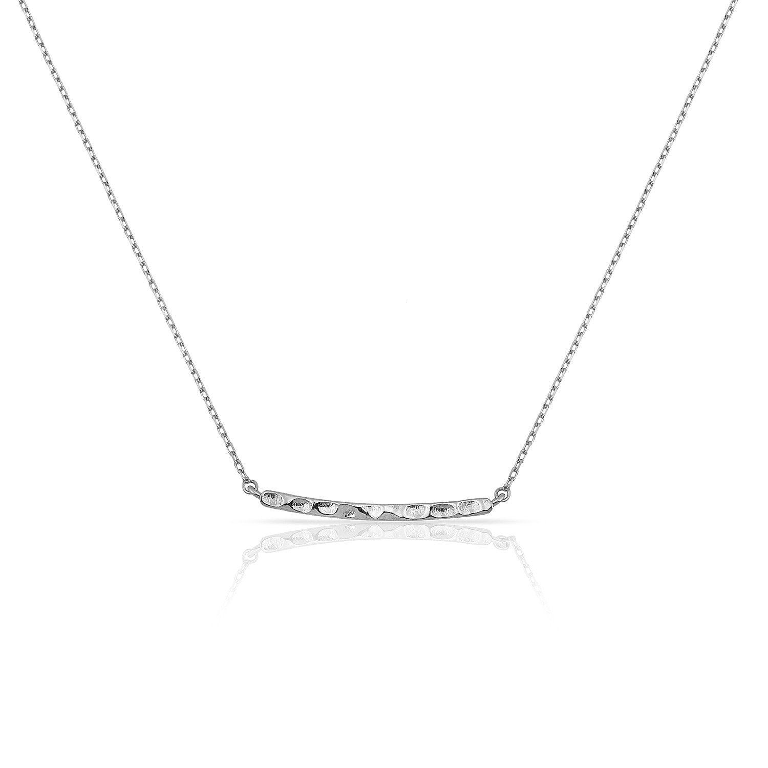Loverly Hammered Bar Necklace JEWELRY The Sis Kiss Silver