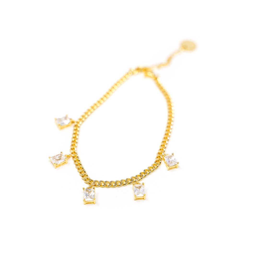 Emerald Cut Gem Anklets JEWELRY The Sis Kiss