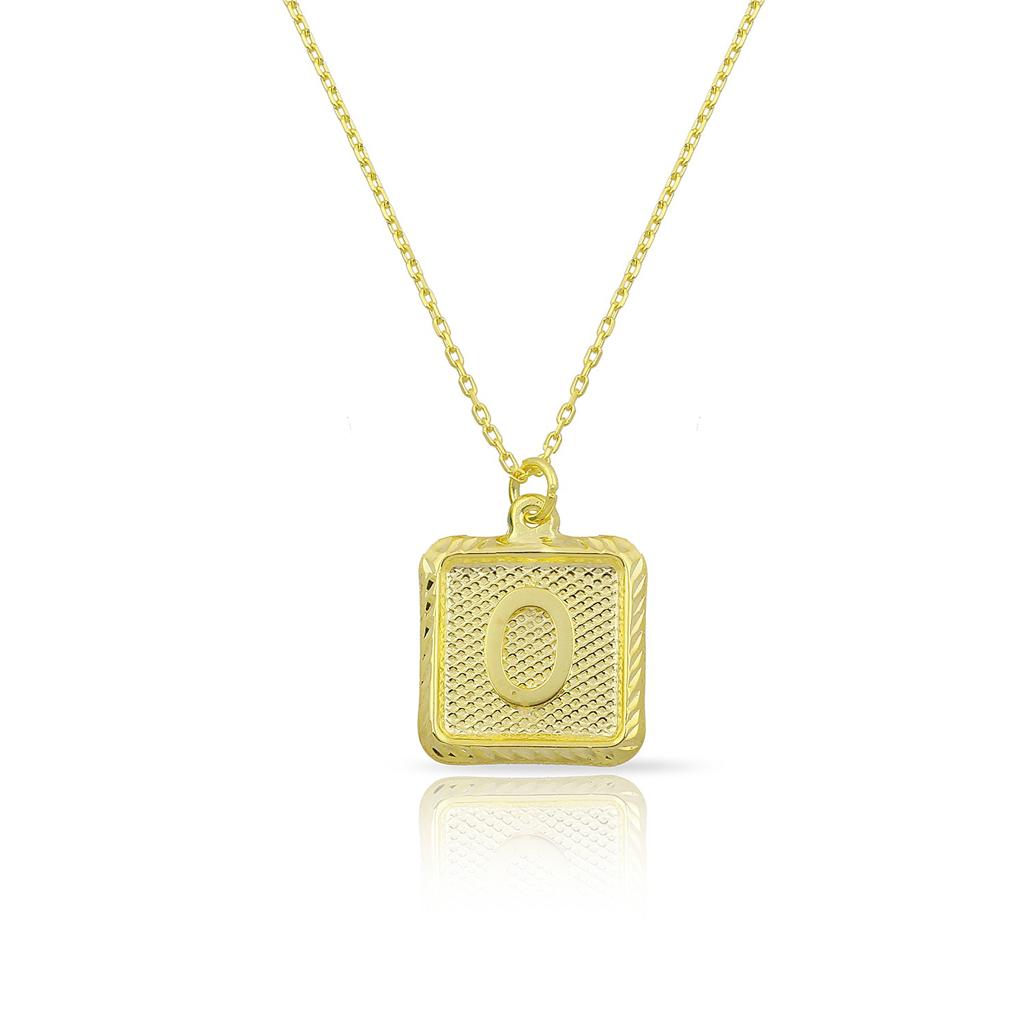Custom Forever Initial Pendants JEWELRY The Sis Kiss Square Gold