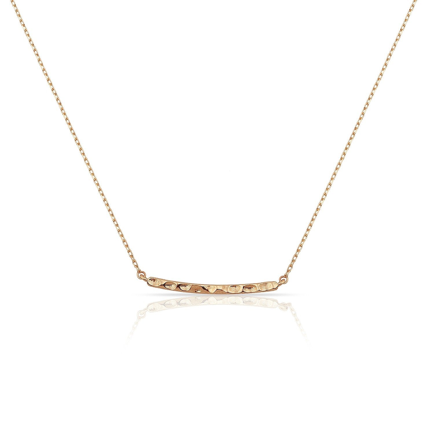TSK Loverly Hammered Gold Bar Necklace JEWELRY The Sis Kiss 14k Rose Gold